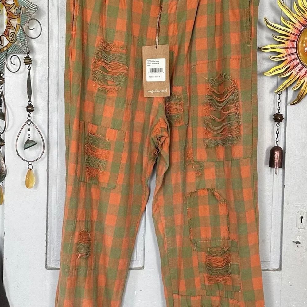 Orange and Green Checkered Pants Magnolia Pearl Check Charlie Orange Green